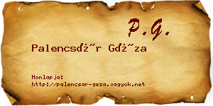 Palencsár Géza névjegykártya