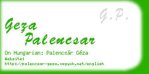 geza palencsar business card